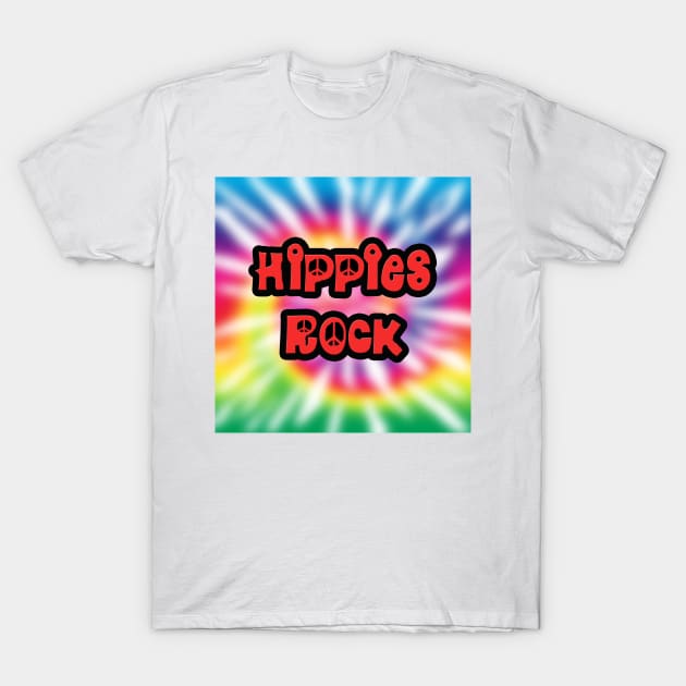 Vintage Hippies Rock Tie Dye T-Shirt by oldrockerdudes